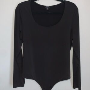 Express Bodysuit Black Large Long Sleeve Round Neck Stretch Womens Winter Used